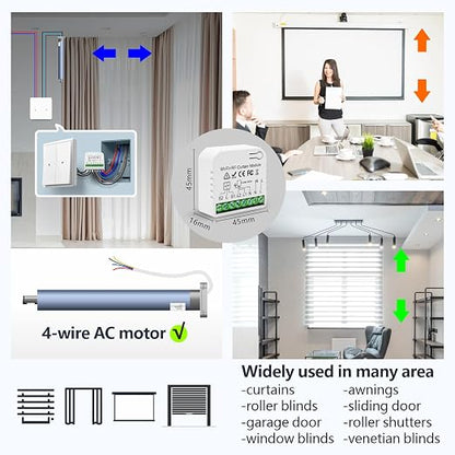 DieseRC WiFi Smart Roller Shutter Controller Module, Tuya APP WiFi Control Compatible with Alexa/Google Home APP Control and Manual Switch, Electric Motor Switch