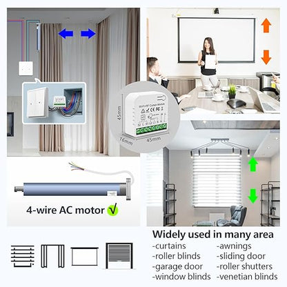 DieseRC WiFi Smart Roller Shutter Controller Module with 433Mhz RF Remote Control, Tuya APP WiFi Control Compatible with Alexa/Google Home APP Control and Manual Switch
