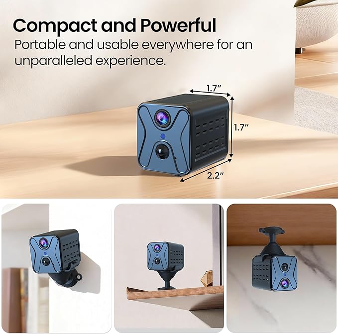 javiscam Hidden Camera 4K HD Wireless Spy Camera with Video, Mini Indoor Cameras for Home Security, AI Motion Detection, Night Vision, Built-in Siren, 60-Day Battery Life, Nanny cam, pet Camera
