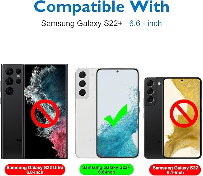 Esanik Privacy Screen Protector for Samsung Galaxy S22 PLUS 6.6 Inch [2 + 2 Pack], 2 x PET Anti Spy Screen Cover [Not Glass] + 2 x Camera Lens Tempered Glass