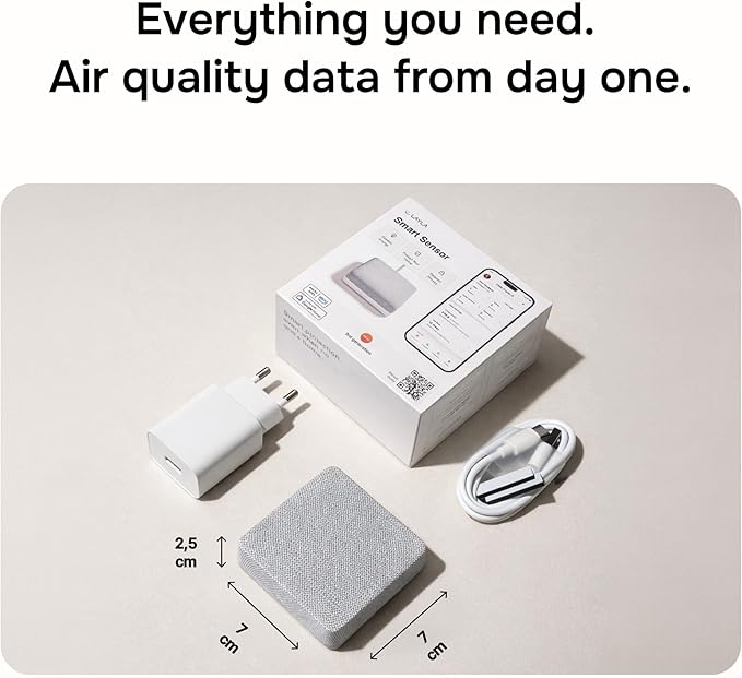 WiFi CO2 Detector & VOC Air Quality Monitor — Smart Indoor Tester with App Alerts, LED Display, Temp & Humidity Tracker for Home, Office, Bedroom & Airbnb (Alexa & Google Home)