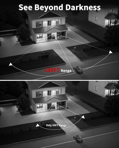 《130°Wide Angle & 2-Way Audio》Outdoor Security Camera System, IP Wired Cameras, 4K Video Surveillance for Home, Surveillance DVR Kits