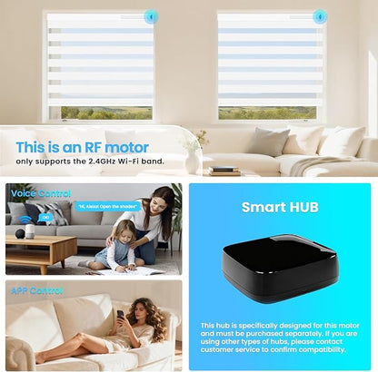 MING CHEN Smart Tubular Motors for 1.4"(36mm) 1.5"(38mm) Shade Tube Rechargeable Motorized Blinds Motor and RF Remote Control for Windows Shade Compatible with Alexa Google via HUB (2 Driver Crowns)