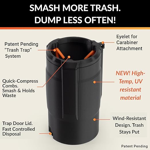 Trash Trapper Car Trash Can Cup Holder | Mini Car Trash Can | Fits in Most Doors | 5.1" x 2.9" | Traps More & Empties Less, Patent-Pending Compaction, Holds Weeks of Small Garbage, Black/Teal
