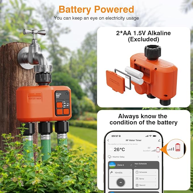 Smart WiFi Sprinkler Timer 3 Zone, Water Timer for Garden Hose Irrigation