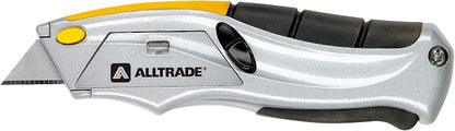 Alltrade Squeeze Utility Knife, Auto-Loading Squeeze, 6 Heavy-Duty Blades with Storage, Box Knives, Cut Tape Packaging - 150003