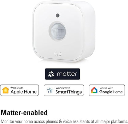 Eve Motion - Smart Motion Sensor with Light Sensor, IPX3 Water Resistance, Automatic Activation of Lights and Devices, Thread & Energy - Smart Plug, App and Voice Control, 100% Privacy