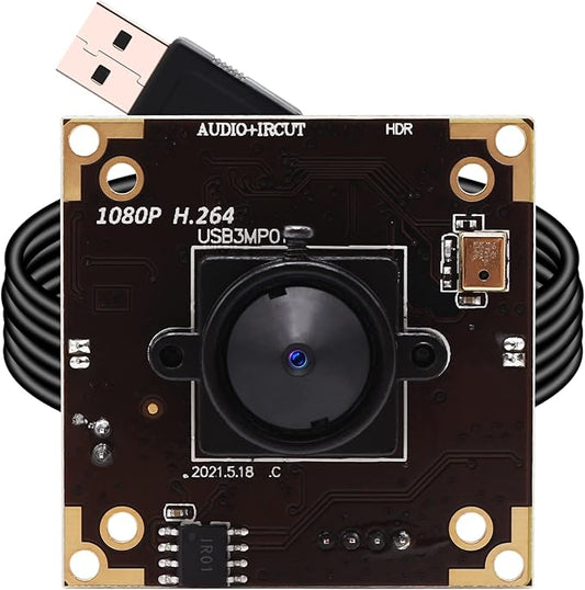 ELP USB Camera WDR H.264 3megapixel 1536p Camera Module for Computer,3mp AR0331 Camera Module with Microphone Mini UVC USB2.0 Webcam Board,WDR 100db 3.7mm Pinhole Hidden USB Camera Module for Most OS