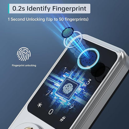 Hornbill Smart Door Lock with Keypad, Keyless Entry Home with Your Smartphone, Bluetooth Smart Deadbolt Door Lock Works with APP Control, Code and eKey, Auto Lock for Home Hotel Apartment Silver