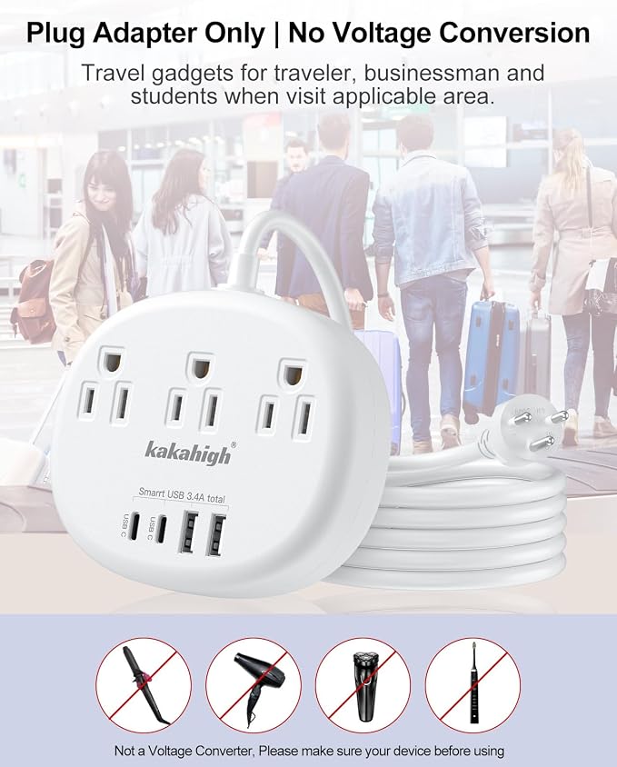 Thailand Power Adapter, Thailand Extension Cord 4FT