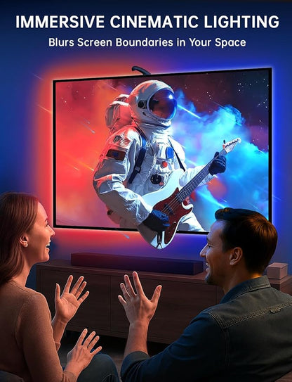 TV Backlight Sync to Screen with Sensor, 18ft RGB LED Light Strip for 75-85” Monitor, Smart App Control, Game & Music Sync Color Lighting