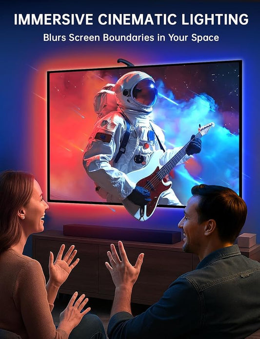 TV Backlight Sync to Screen with Sensor, 18ft RGB LED Light Strip for 75-85” Monitor, Smart App Control, Game & Music Sync Color Lighting