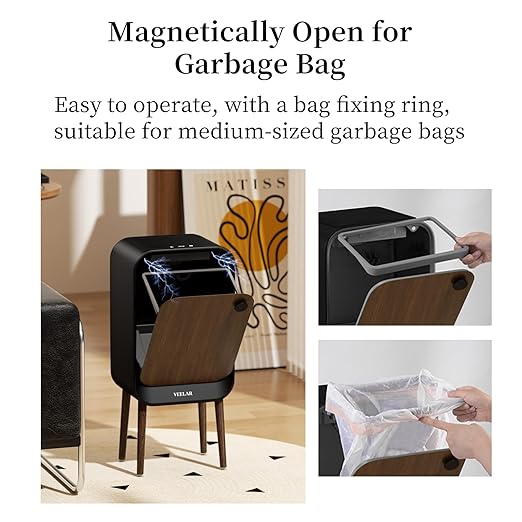 Motion Sensor Trash Can - Automatic Touchless 5.5 Gallon Garbage Bin for Bathroom, Bedroom, Kitchen, Office (Black)