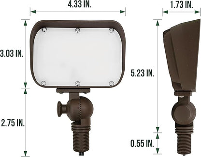 GKOLED 12W LED Flood Lights Outdoor, Aluminum Low Voltage Security Lights, Knuckle Mount Waterproof Wall Light, Landscape Lighting for Yard House Garden Garage, 9-15V, 800 Lumen, 3000K, Brown