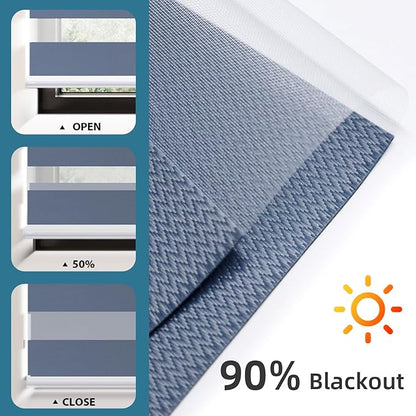 SmartWings Motorized Zebra Shades Work with HomeKit, Alexa, Google Home, 90% Blackout Light Filtering Day Night Sheer Blinds, Privacy Light Control, for Home/Office, Customized, Blue