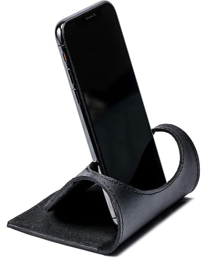 Dacasso Black Leather Foldable Cell Phone Holder