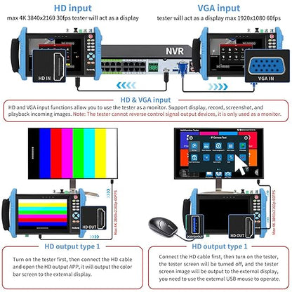 Rsrteng CCTV Camera Tester, 8K 32MP IP Camera Tester with POE++ Max 90W 8MP CVI TVI AHD SDI CVBS Camera Tester 7inch IPS Touch Screen CCTV Tester Support SFP, WiFi HD IPC Tester IPC-9800ADHS Pro