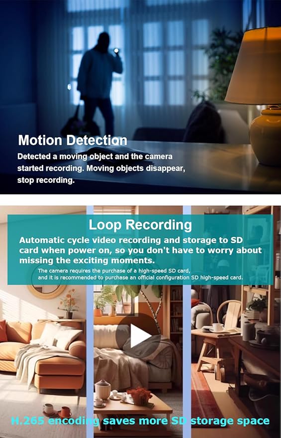 2026 Upgraded 4K WiFi Nanny Cam Hidden Camera with Night Vision,Wireless Outlet Charger Spy Camera,Motion Detection|SD Storage Indoor Camera for Pet|Home|Office-Gray