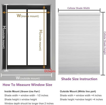 Changshade Cellular Shades Window Blinds Light Filtering Cordless Custom Size, Honeycomb Door Window Blinds 1.5 inch Cell Pleated Easy to Install for Home, Office, Bedroom, Bathroom, Nursey, Grey