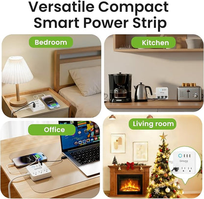 GHome Smart Power Strip Surge Protector 10A, Smart Plug that Works with Alexa & Google Home, 6 in 1 WiFi Outlets with APP Control, White Extension Cord 2.4G WiFi Only, ETL FCC Listed, No Hub Needed