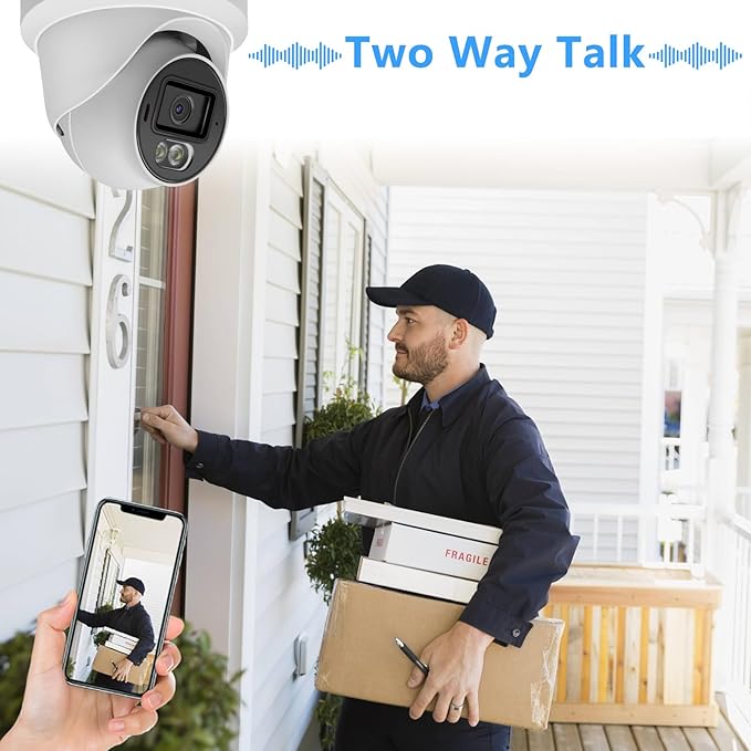 8MP 4K PoE IP Security Camera, H.265 Dome IP Camera with Smart Dual Light Colorvu, 5X Optical Zoom, Two Way Talk, SD Card Slot, 98ft Night Vision, 110°Wide Angle, Human/Vehicle Detection