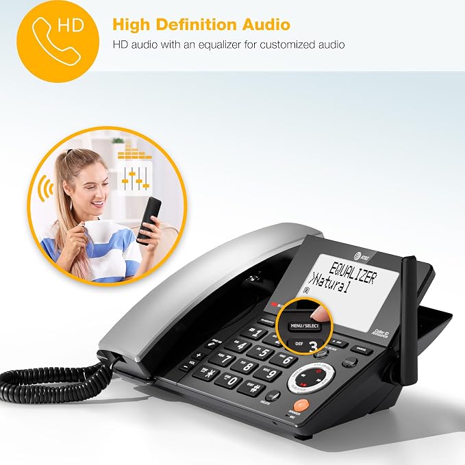 AT&T DECT 6.0 Corded/Cordless Phone, 3-Handset, Works During Power Outages, Smart Call Blocker, Answering Machine, Caller ID Announce | CL84318