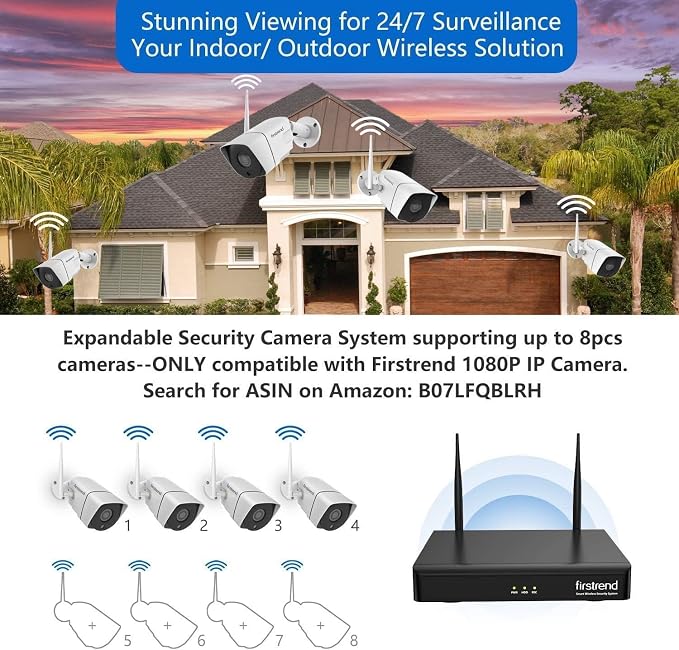 (2026 New) Firstrend WiFi Wireless Security Camera System1080P, 8CH NVR