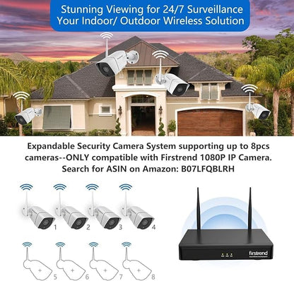 (2026 New) Firstrend WiFi Wireless Security Camera System1080P, 8CH NVR