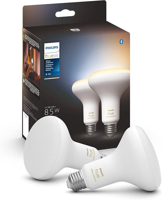 Philips Hue White Ambiance LED Smart Lighting Bundle with BR30 Bulbs (2 Pack) and A19 Bulbs (2 Pack)