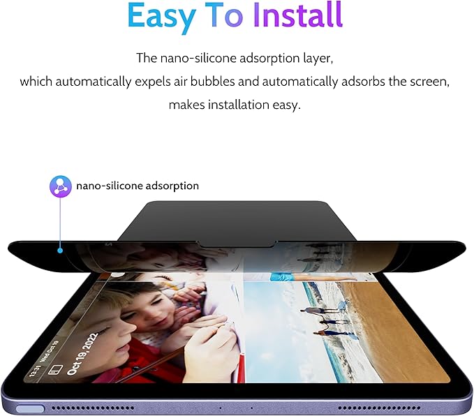 Peslv Privacy Screen Protector for iPad Air 5th/4th Gen & iPad Pro 11 (2018/2020/2021/2022), Anti Glare Blue Light Spy Filter Private Cover, High Sensitive Bubble-Free Black Security Screen