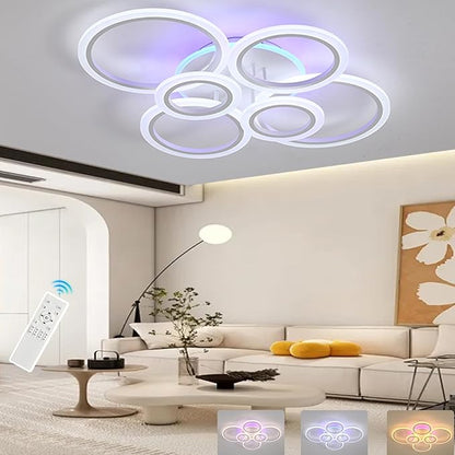 70W Modern Flush Mount Ceiling Light, Dimmable Remote, White | 4200LM Brightness, Adjustable 3000-6000K Lighting, Ideal for Living Room, Bedroom & Kitchen