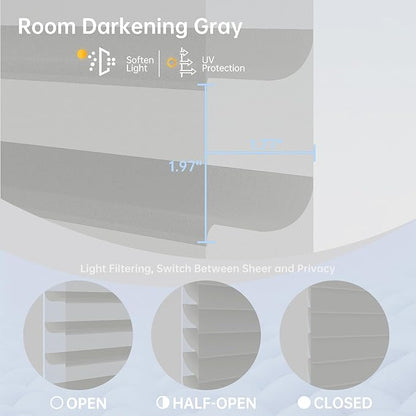 Motorized Sheer Shades with Remote, Automatic Dual-Layered Shades for Windows, Smart Light Filtering Blinds Compatible with Alexa, Custom Size (Room Darkening Gray)
