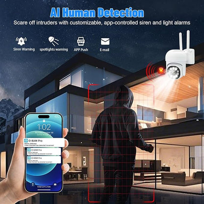 6-Cameras Wireless Outdoor Security System with 10CH NVR, 3MP HD Indoor CCTV AI Human Detection, 4 Night Vision, PTZ Control, 2-Way Audio, 1TB HDD, No Monthly Fee for Home Surveillance