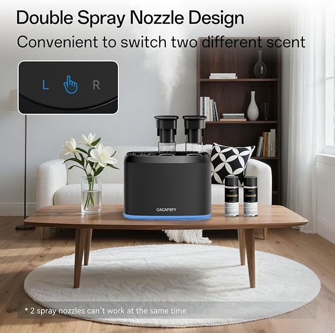 Waterless Scent Diffuser,Hotel Scent Oils Included-Whole House Air Freshener-Scent Diffusers for Home,Office,Essential Oil Diffuser Large Room,Smart, Cold-Air Tech,App Control (Luxury Black)