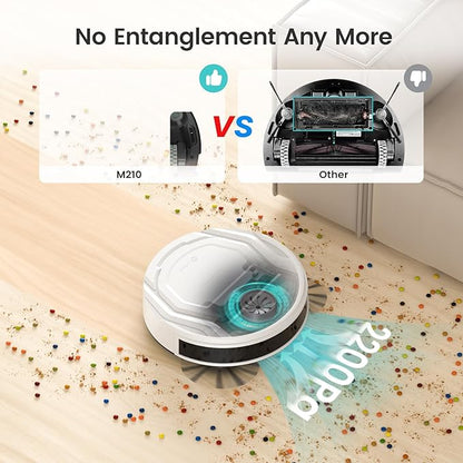 Lefant M210 Pro Robot Vacuum with 2200 Pa Powerful Suction, 6 Cleaning Modes, 120 Mins Runtime, Quiet, Self-Charging, Voice Control, Ideal for Pet Hair and Hard Floor, White