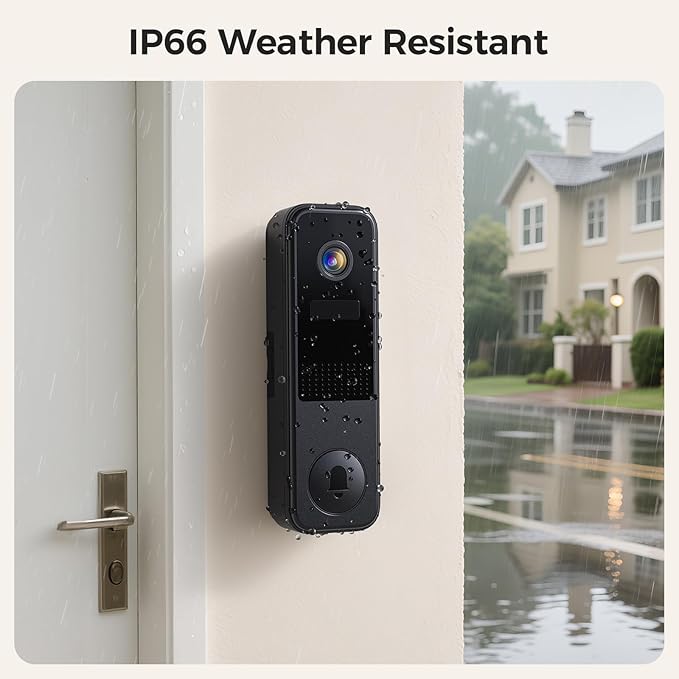 DB4 2K Battery Video Doorbell, Smart Wireless Doorbell Camera with Ring Chime, Live View with Two-Way Talk, AI Detection and Real-Time Notification, Compatible with Alexa and Vicohome