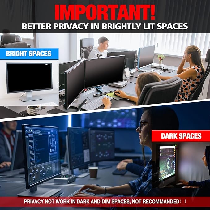 Computer Privacy Screen Filter for 27 Inch 16:9 Widescreen Monitor, Anti-Spy/Anti Glare Protector Office Accessories - WxH: 23 9/16" x 13 1/4" (598mm x 337mm) (Not for 27" 16:10)