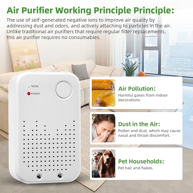 Plug-in Air Ionizers,2 Pack Cat Litter Odor Filterless,Quiet Portable Plug In Air Purifiers for Bedroom,Kitchen, Bathroom, Office,Air Freshener for Pet Odor