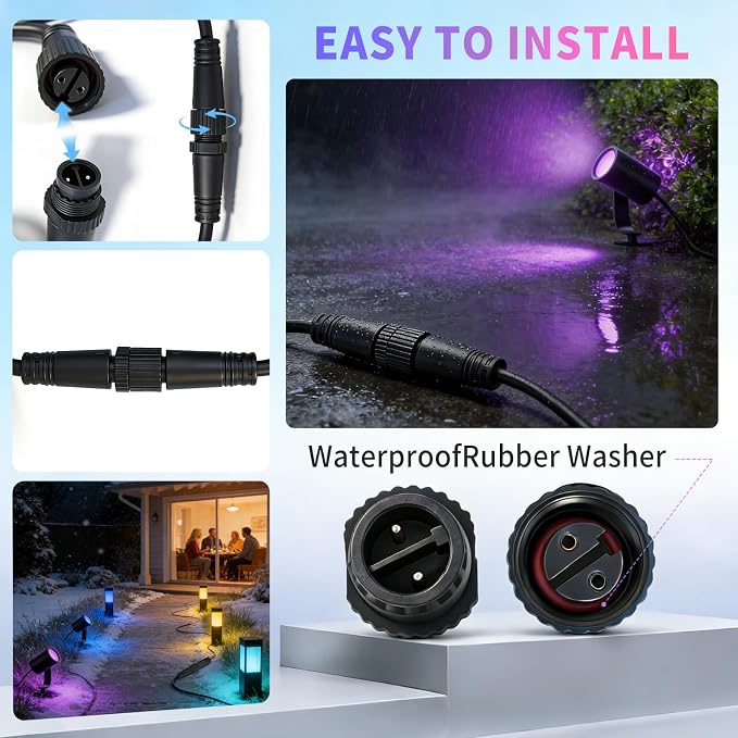 16 ft Weatherproof Extension for Philips Hue Outdoor Low Voltage Lights | Compatible with Lily Spot/XL Spot, Calla Pedestal, Econic Pathway & Amarant Light Bar - Requires hue Bridge