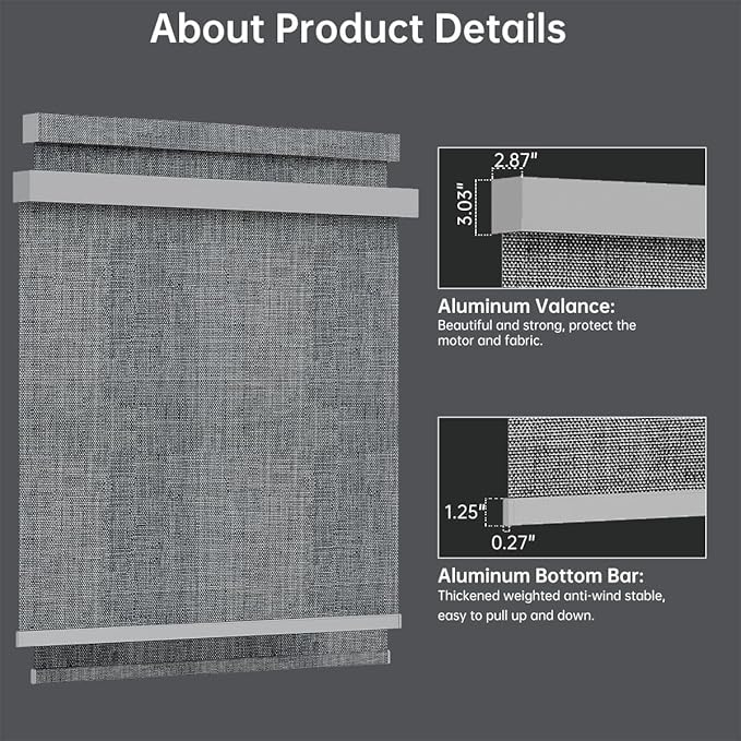 Motorized Blinds with Remote, Light Filtering Smart Blinds for Windows Automatic Roller Shades Compatible with Alexa, Motorized Shades Customized for Living Room Home Office (Smoky Grey)