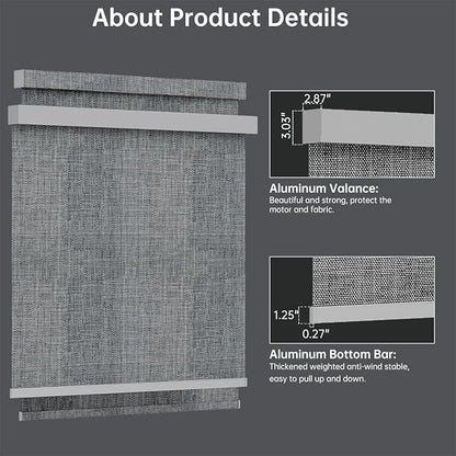 Motorized Blinds with Remote, Light Filtering Smart Blinds for Windows Automatic Roller Shades Compatible with Alexa, Motorized Shades Customized for Living Room Home Office (Smoky Grey)