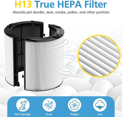 2 Pack Combi 360°Glass Filter For Dyson HP1 HP2 TP09 TP07 TP06 TP04 TP10 TP7A HP04 HP06 HP07 HP09 HP10 HP4A HP7A PH01 PH02 PH03 PH04 PH3A DP04 PC1 PC2 Air Purifier, Activated Carbon Filter #965432-01