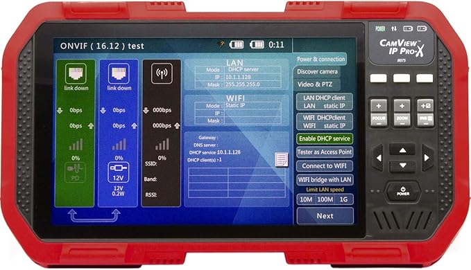 Triplett 8075 CamView IP Pro-X CCTV Camera Tester with PoE, Built-in DHCP Server, and 7" TFT Touchscreen - NTSC/PAL, HD-CVI 3.0, AHD 3.0, HD-TVI 3.0