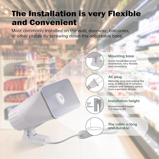Nippon America High Decibel High Power Outdoor Alarm Security Siren (TC-S7545-110), Long Range, 80 Watts, 120 Decibels, Remotely Activate with Wi-Fi Socket (Sold Separately)