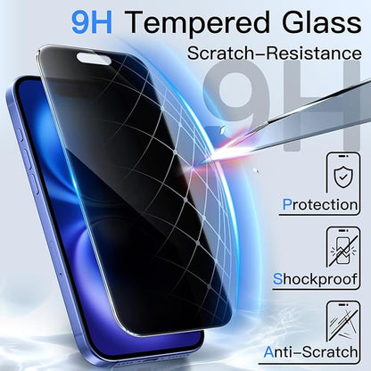 JETech 360 Degree Privacy Screen Protector for iPhone 16 Plus 6.7-Inch, 4-Way Anti-Spy Tempered Glass Film with Easy Installation Tool, 2-Pack