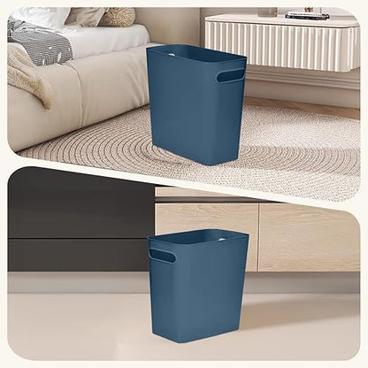 Versatile 1.8 Gallon Plastic Trash Can - The Compact Bin for Bathroom, Kitchen, or Home Office - Blue