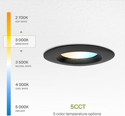ASD 12 Pack Black Retrofit LED Recessed Lighting 6 Inch - 12W 2700K-5000K 1078LM Can Lights for Ceiling 6 Inch, Dimmable Black Recessed Lights, Baffle Trim Wet Rated Wafer Lights, ETL Energy Star
