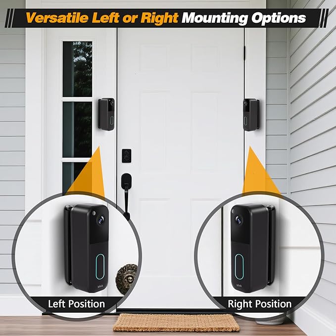 All-New Blink Doorbell Angle Mount, Adjustable 30–55 Degrees Corner Mount for Blink Doorbell Camera 2nd Gen(Newest Model), Angled Mounting Bracket Wedge Kit, Wide Viewing Angle Holder, (Black)