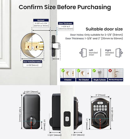 Veise VE001 Keyless Entry Deadbolt, Electronic Keypad Lock, Bronze