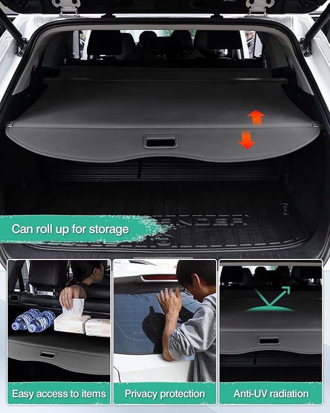 Powerty Retractable Cargo Cover for 2020-2026 Toyota Highlander-Carbon Fiber Texture Trunk Cover Privacy Screen Rear Security Shade for Highlander Accessories(Extra Flaps)